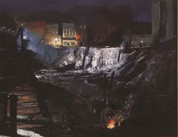 George Bellows Excavation at Night (mk43) Norge oil painting art